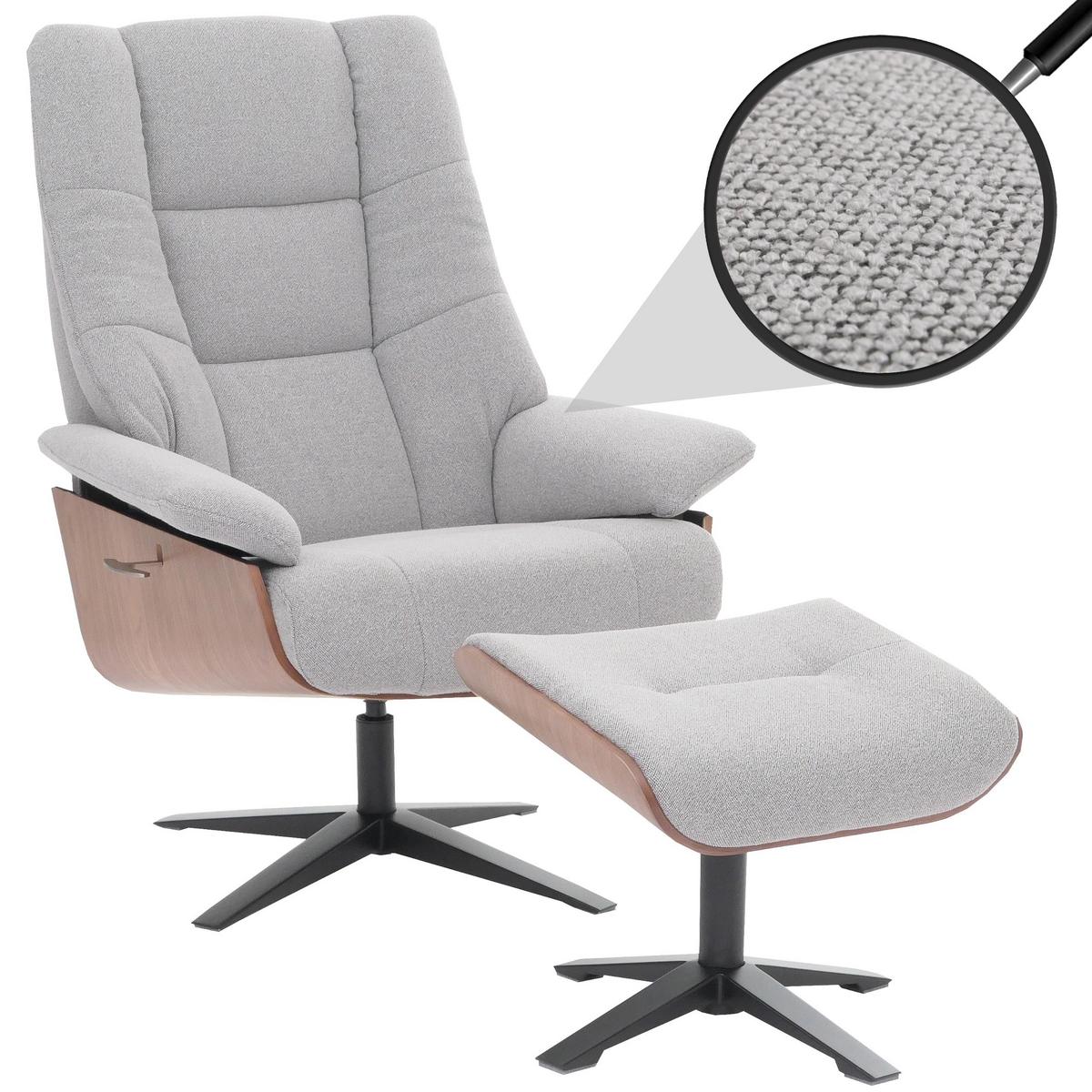 RELAXSESSL + HOCKER Grau - Grau, Textil (81/125/106cm) - MCW
