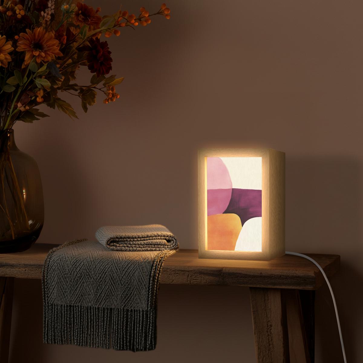 WANDLEUCHTE Formen - Abstrakt - Farbenfroh 15x20 cm - Rosa, Holzwerkstoff (15/20/8cm) - OnlyWow