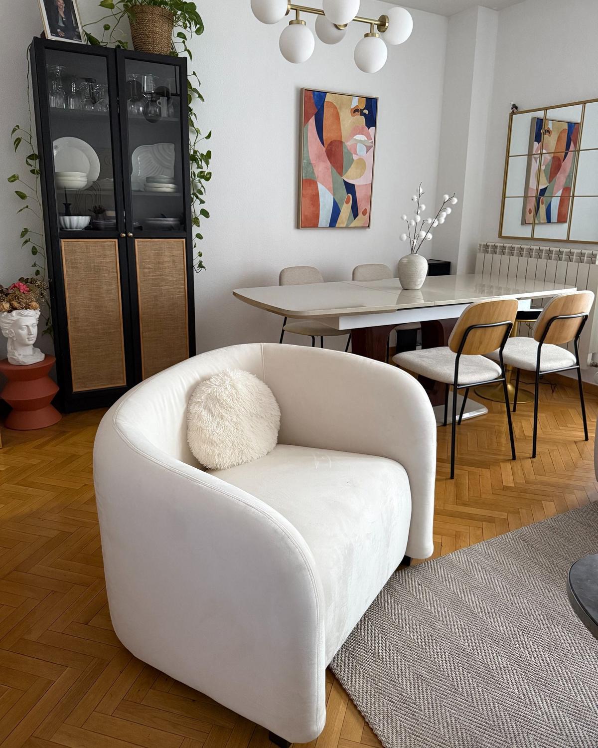 SESSEL Cremeweiß Veltada - Weiß, Textil (95/72/86cm) - Beliani