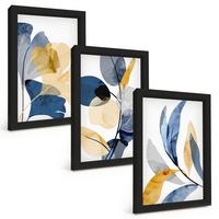 BILDER SET 3er Set - 20x30 cm Schwarzer Rahmen - Aquarell-Pflanzenmotive - Schwarz, Kunststoff (20/30cm) - TULUP