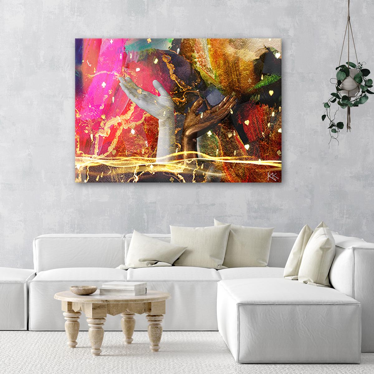 WANDBILD farbenfrohe hände abstraktion - Multicolor, Textil (60/40cm) - Feeby