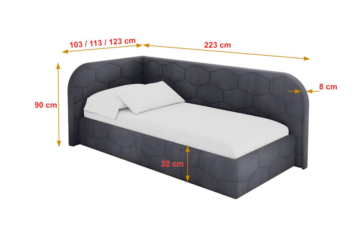 EINZELLBETT Jugendbett mit Bettkasten und Matratze H3/H4, Rechts - JAXY 80x200 Dunkelgrau - Titanfarben, Holzwerkstoff/Textil (80/200cm) - ALTDECOR