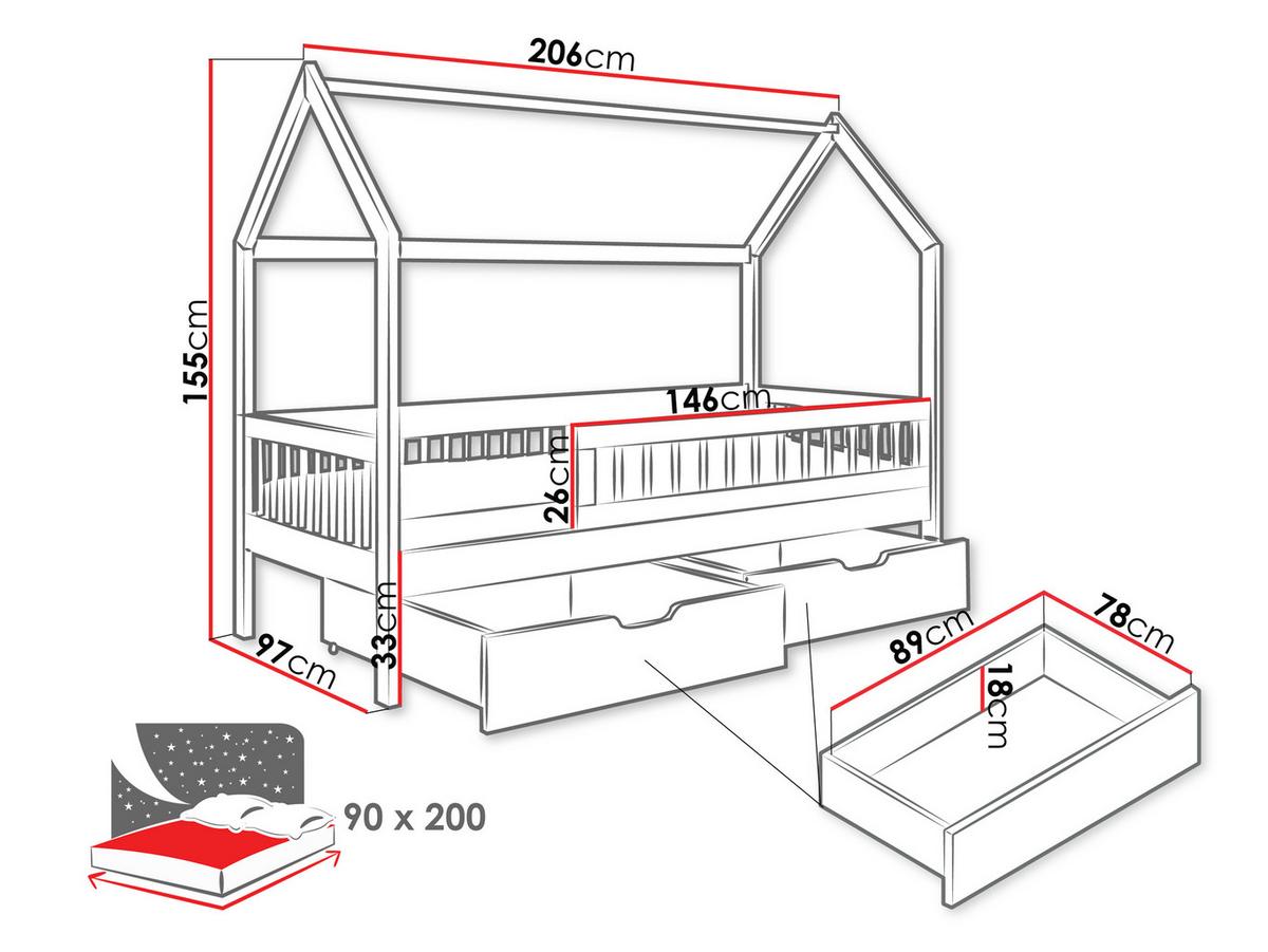HAUSBETT Gaja 90 - Weiß, Holz (90/200cm) - MIRJAN24
