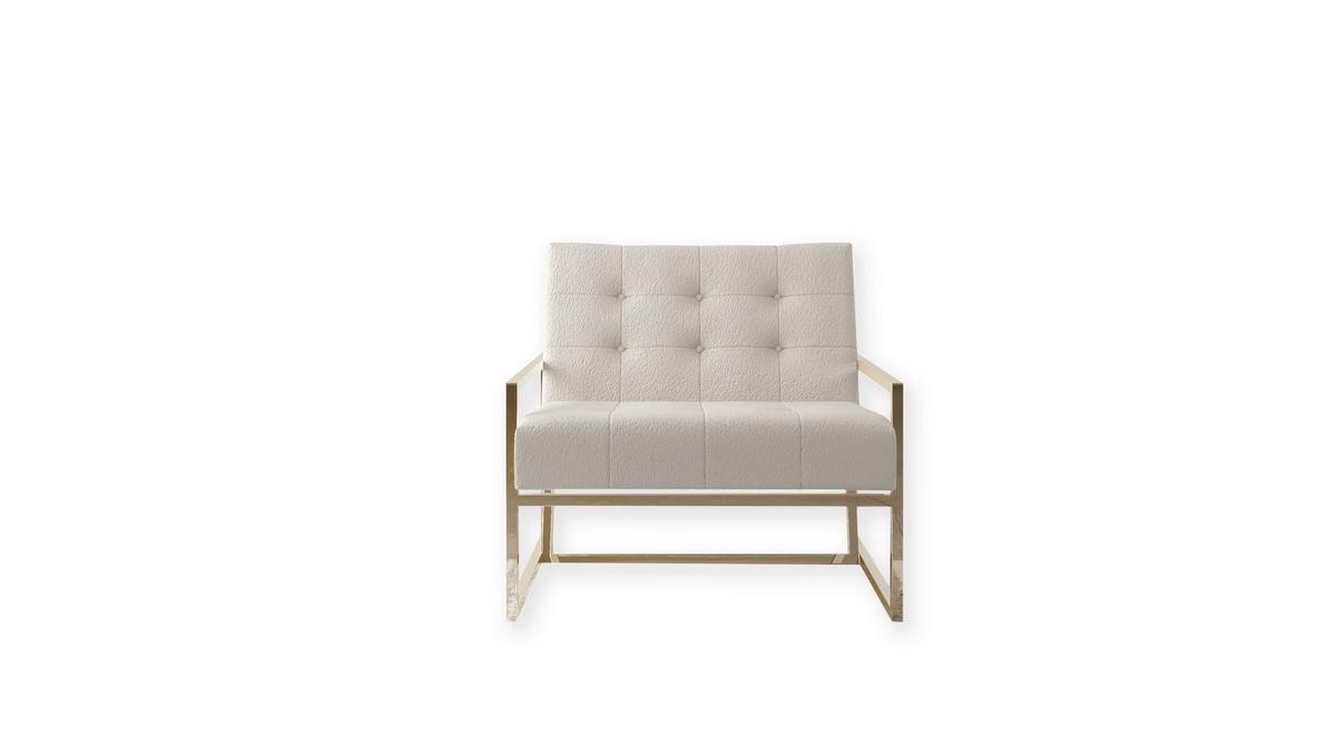 LOUNGESESSEL Duban Beige Bouclé-Stoff - Beige/Goldfarben, Holz/Textil (84/81/89cm) - S-Style Möbel