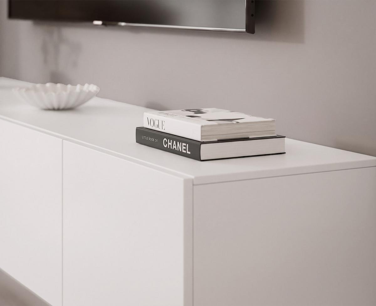 WOHNWAND ANGEL LINE I 2-teilig, mit LED-Beleuchtung, Weiß matt - Weiß, Holzwerkstoff (240/180/40cm) - Idohome