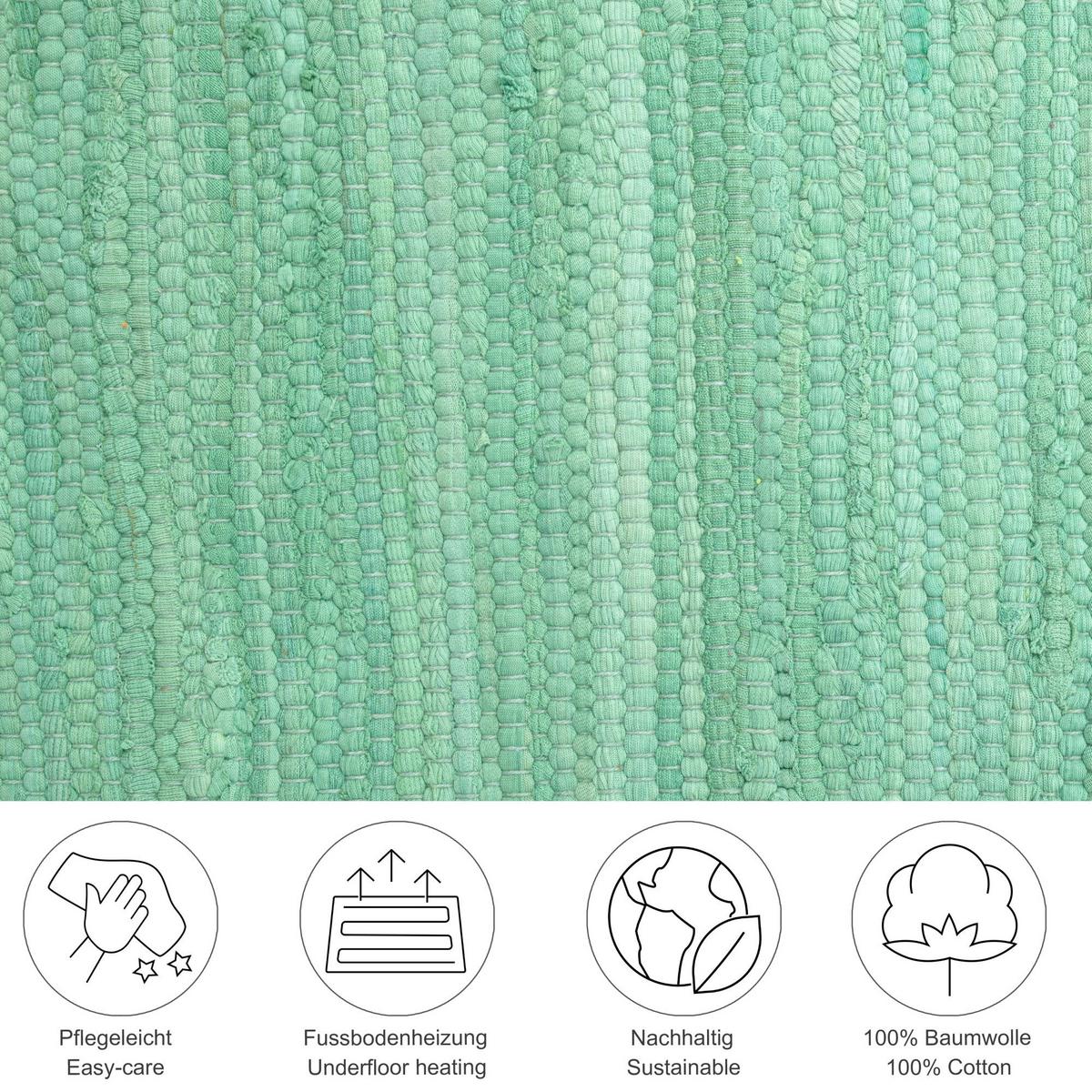 FLECKERLTEPPICH Chindi 70x140 cm - Mintgrün, Textil (70/140cm) - Rug and Roll