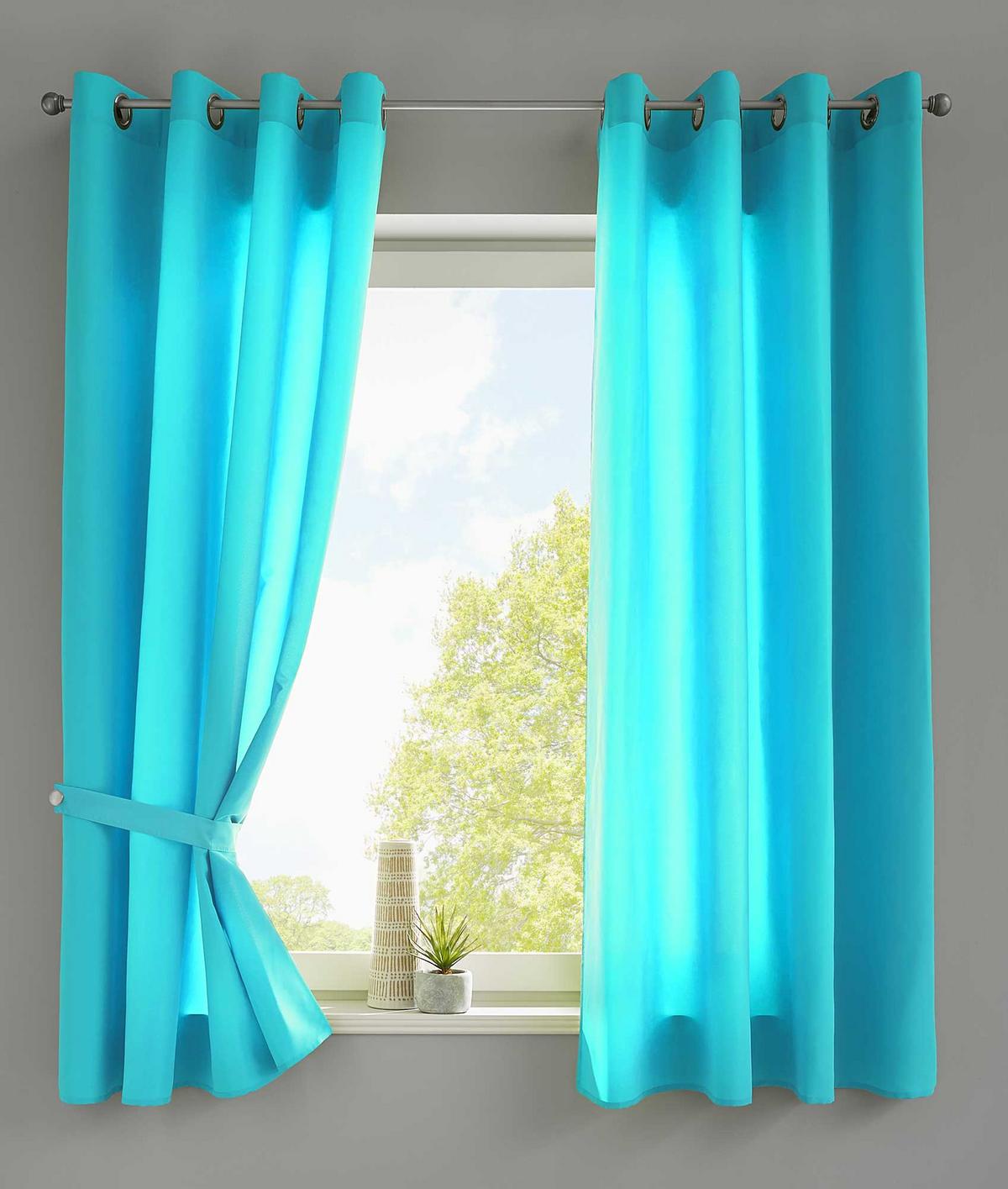 VORHANG 2ER SET BERLIN HxB 145x140cm Türkis - Türkis, Textil (140/145/145cm) - Gardinenbox