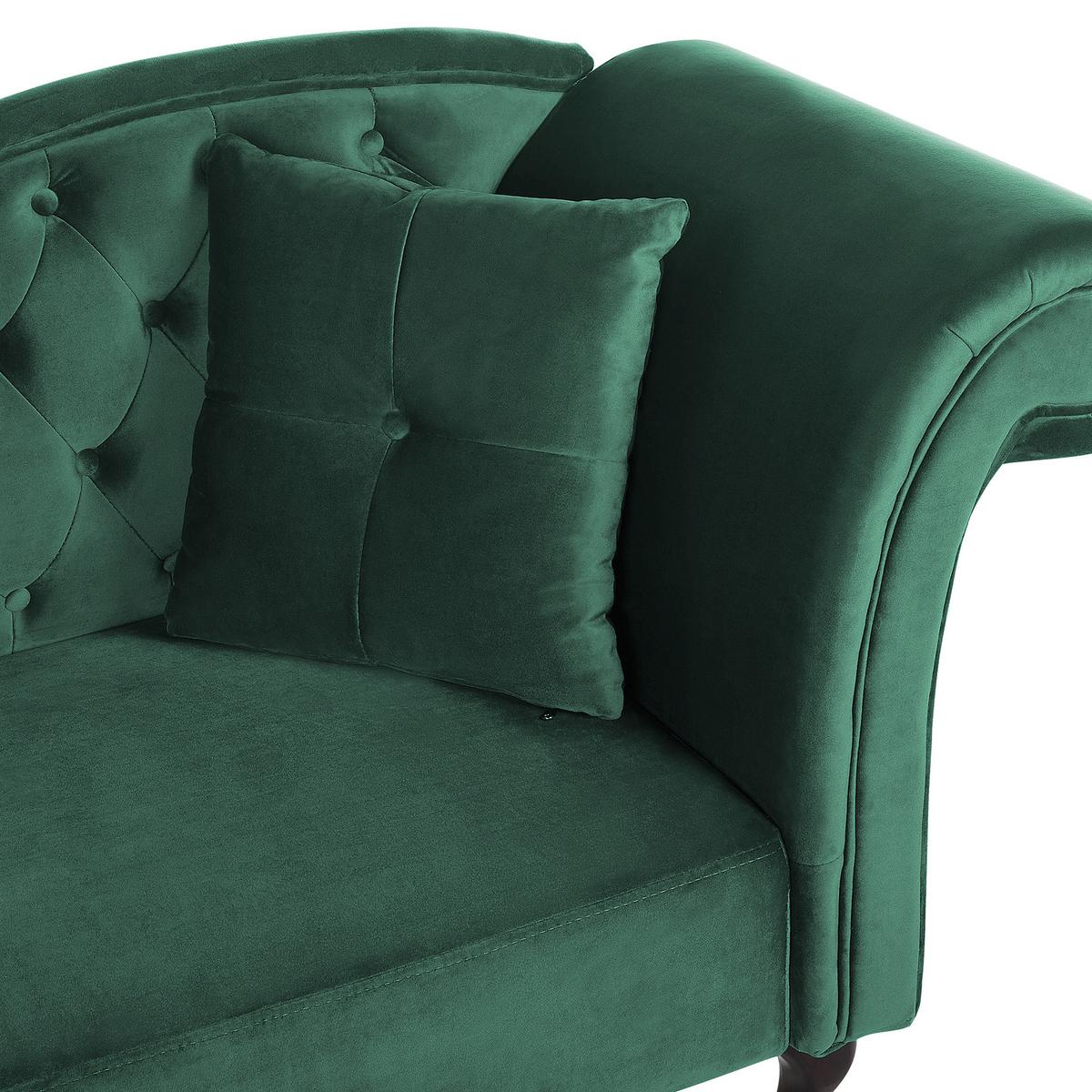 CHAISELONGUE Samtstoff dunkelgrün rechtsseitig Lattes - Grün, Textil (188/87/59cm) - Beliani