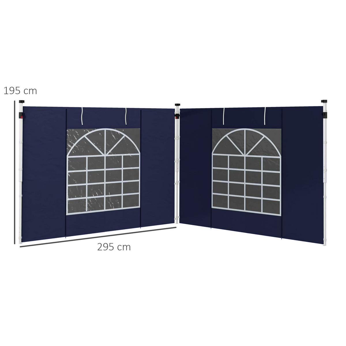 SEITENWÄNDE für 3 x 3/ 3 x 6 m Pavillon, Oxford, Blau - Blau, Kunststoff (1/195/295cm) - Outsunny