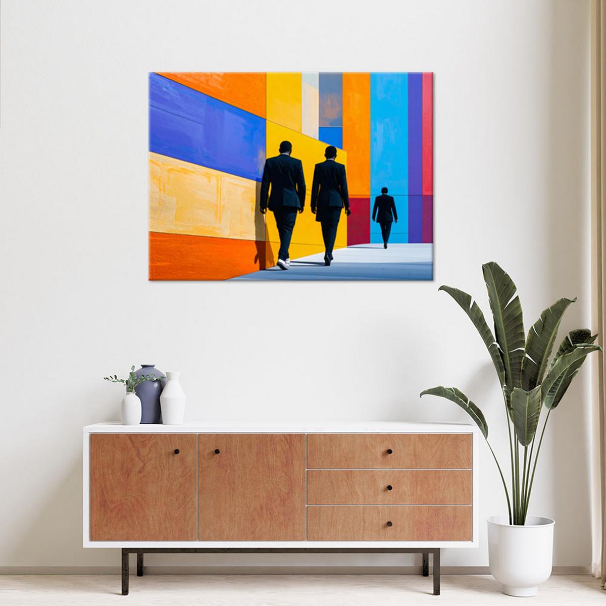 LEINWANDBILD Menschen Straße Abstrakt 120x80cm - Multicolor, Textil (120/80cm) - Feeby