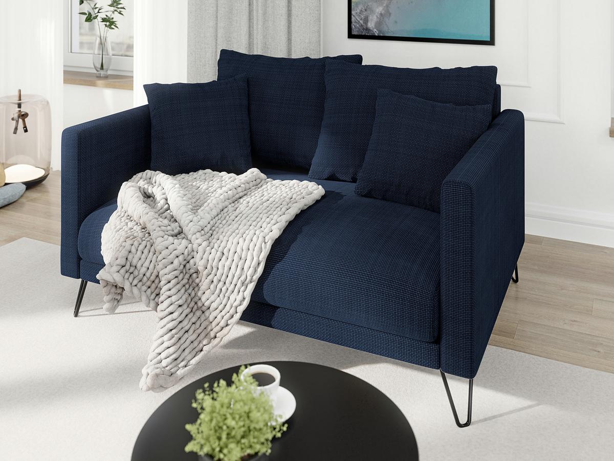 2-SITZER-SOFA Harmony Marineblau Chenille - Schwarz/Dunkelblau, Holz/Textil (140/85/100cm) - S-Style Möbel