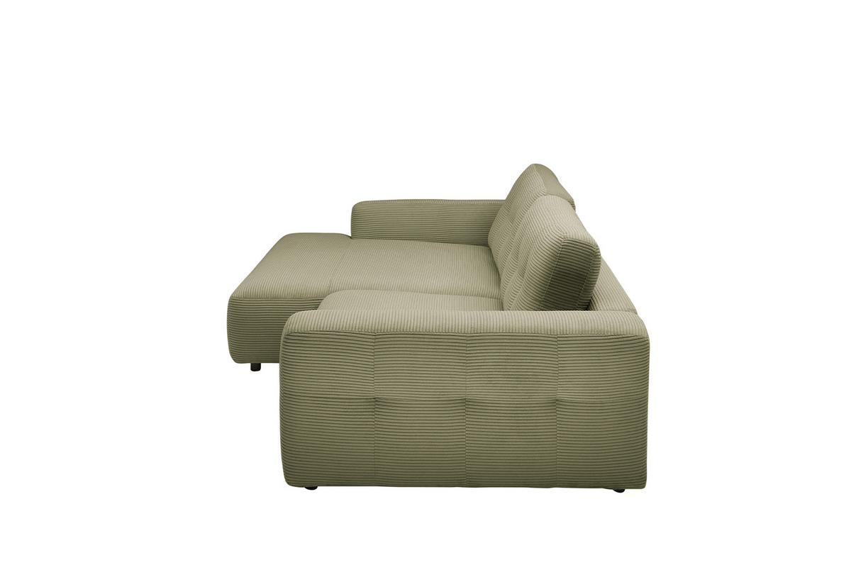 ECKSOFA MIKA Grün Cord - Schwarz/Olivgrün, Kunststoff/Textil (276/167cm) - KAWOLA