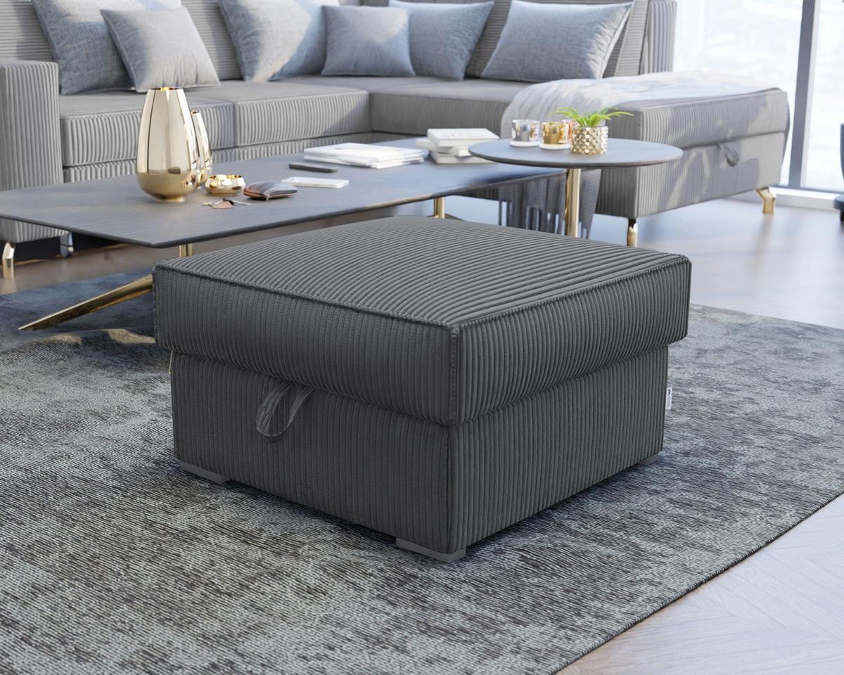 POUF FERA Graphitfarben 65x65 cm - Graphitfarben, Textil (65/38/65cm) - MASSENO