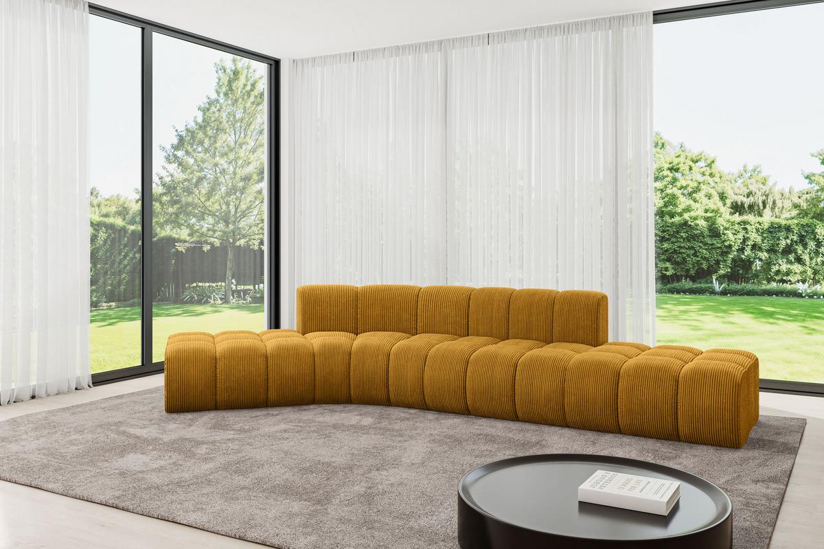 ECKSOFA modulares Sofa Solven-L1 - 380x174x70 cm Senfgelb - Currygelb, Holzwerkstoff/Textil (380/174cm) - ALTDECOR