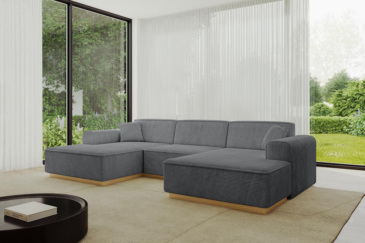 WOHNLANDSCHAFT IREA-U1-v2 - 301x165x80 cm Duneklgrau - Dunkelgrau, Holzwerkstoff/Textil (301/80/165cm) - ALTDECOR