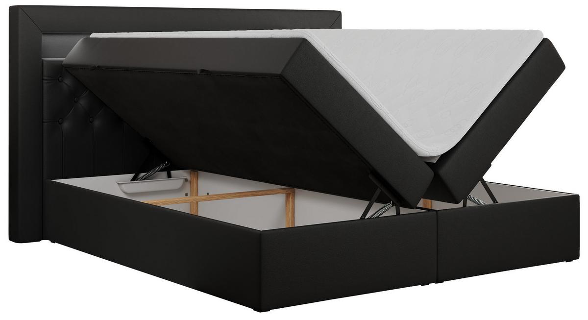 BOXBETT GOLD-6 LED 180/200 Schwarz Kunstleder - H4 - Schwarz, Holz/Textil (180/200cm) - MKS