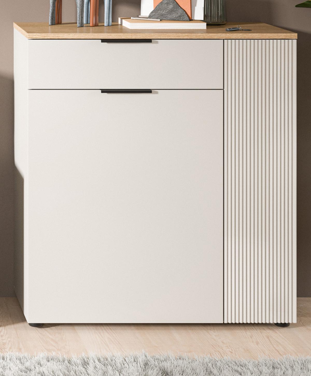 SCHUHSCHRANK Kaschmir Sand, Evoke Eiche, Flur Kommode 80 x 88 cm Vollauszug - Kaschmir/Eichefarben, Holzwerkstoff/Kunststoff (80/88/36cm) - Inn.Furn