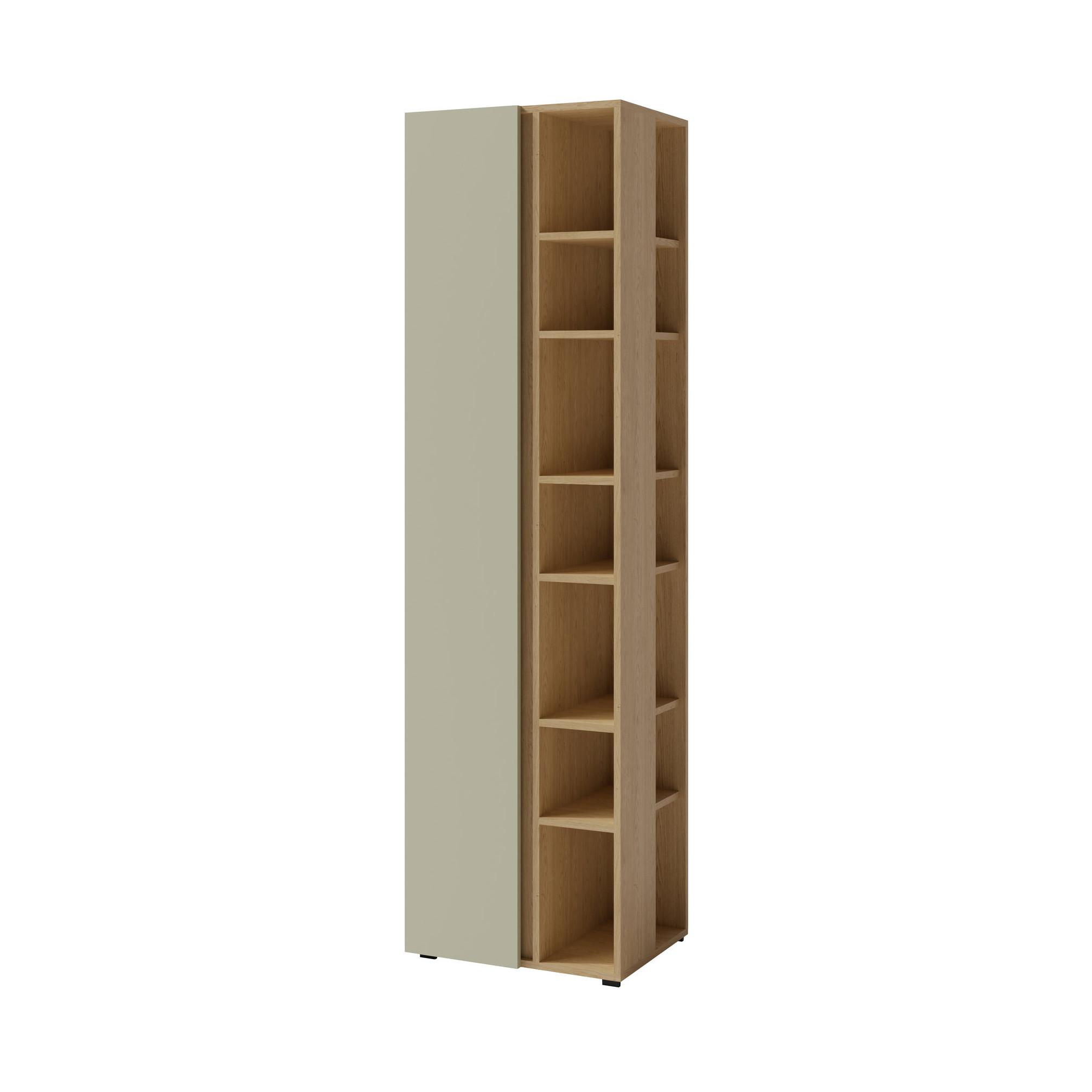 BÜCHERREGAL Lico mit 1 Tür und 10 Einlegeböden, Eukalyptus - Eukalyptusholzfarben, Holzwerkstoff (55/195/40cm) - Beautysofa