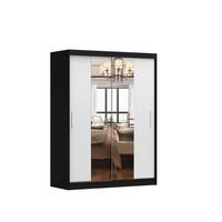 SCHWEBETÜRENSCHRANK VISTA 01 Schwarz/Weiß mit Spiegel ohne LED Beleuchtung 150 cm - Alufarben/Schwarz, Glas/Holzwerkstoff (150/200/61cm) - imoebel24