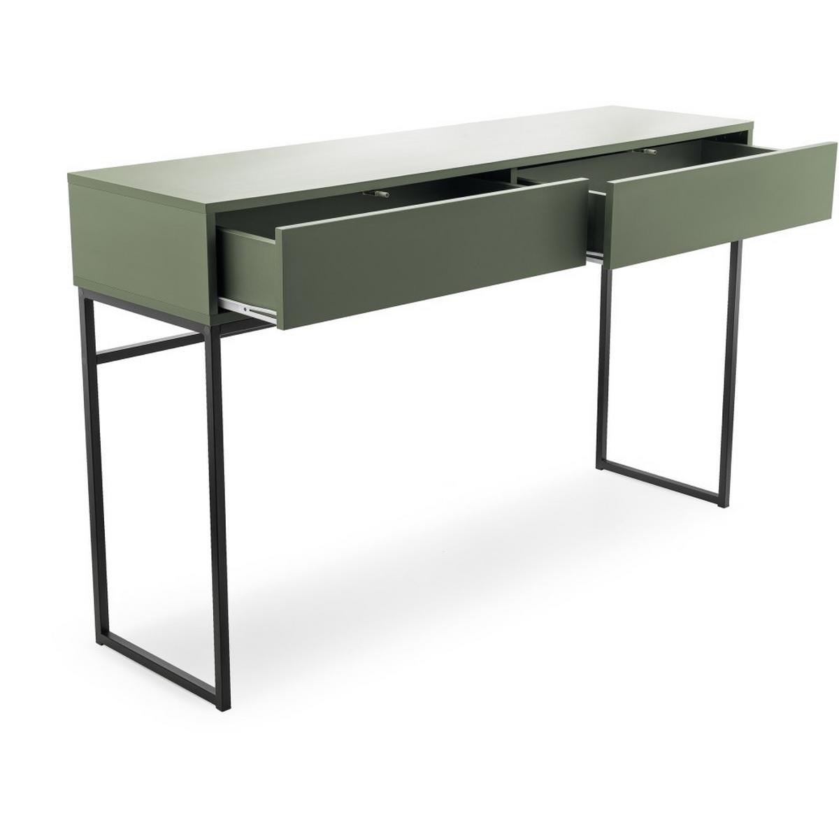 KONSOLENTISCH Giana mit 2 Schubladen, 137 cm, Flaschengrün - Dunkelgrün/Schwarz, Holzwerkstoff (37/137/83cm) - Beautysofa