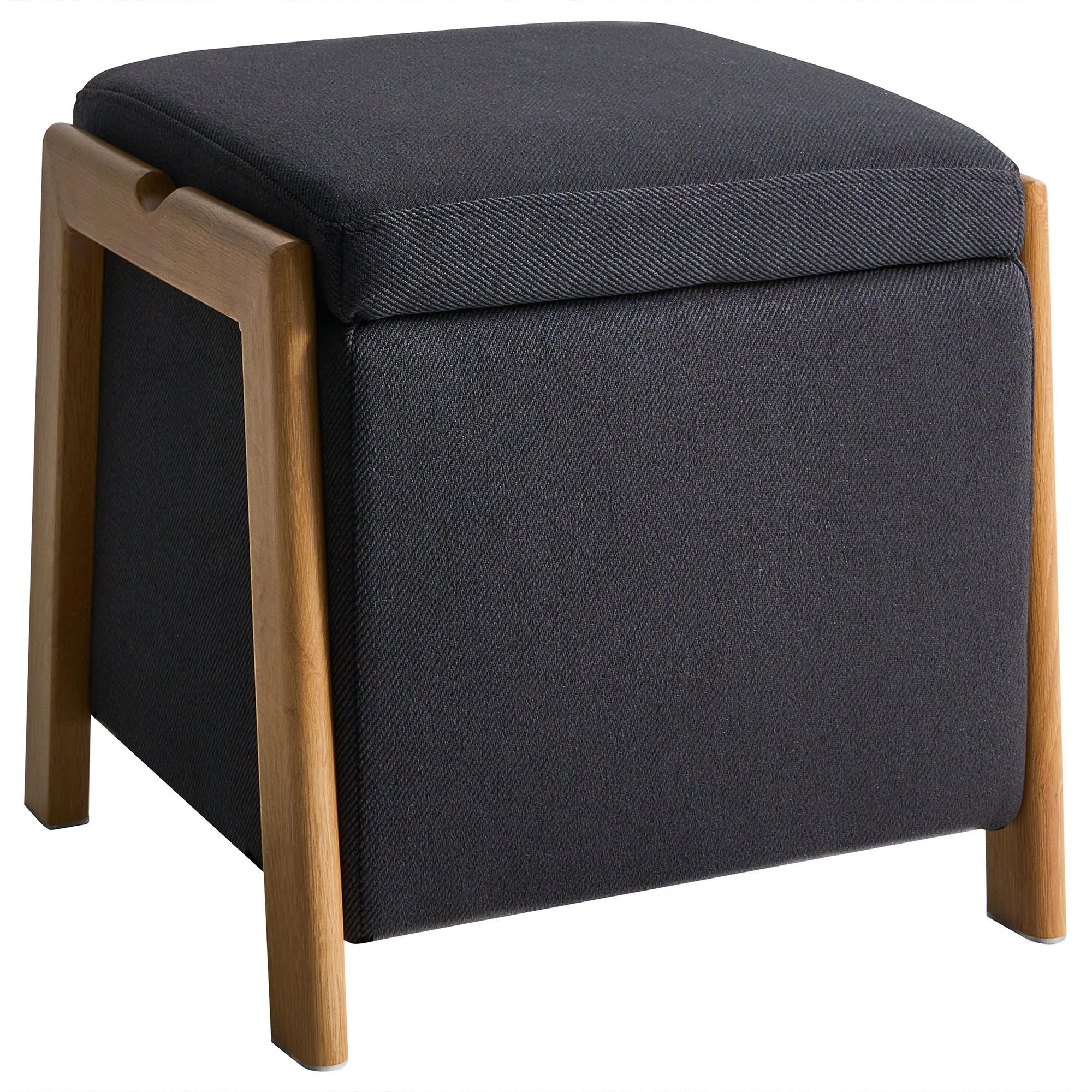 POUF mit Stauraum Stoff 45 cm Schwarz Edland - Schwarz, Textil (45/44/43cm) - Beliani
