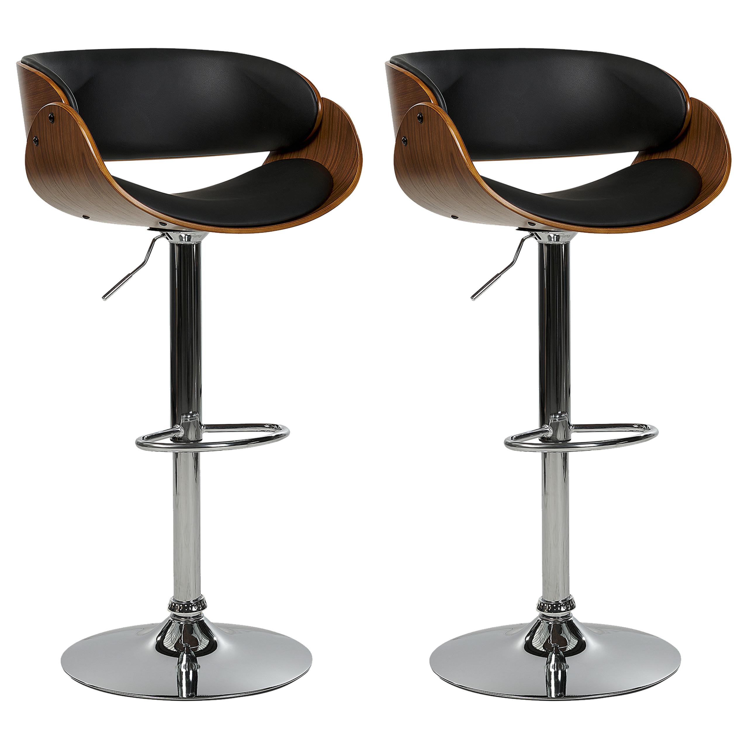 BARSTUHL 2er-Set Kunstleder drehbar SchwarzBaku - Schwarz, Kunststoff (53/85/45cm) - Beliani