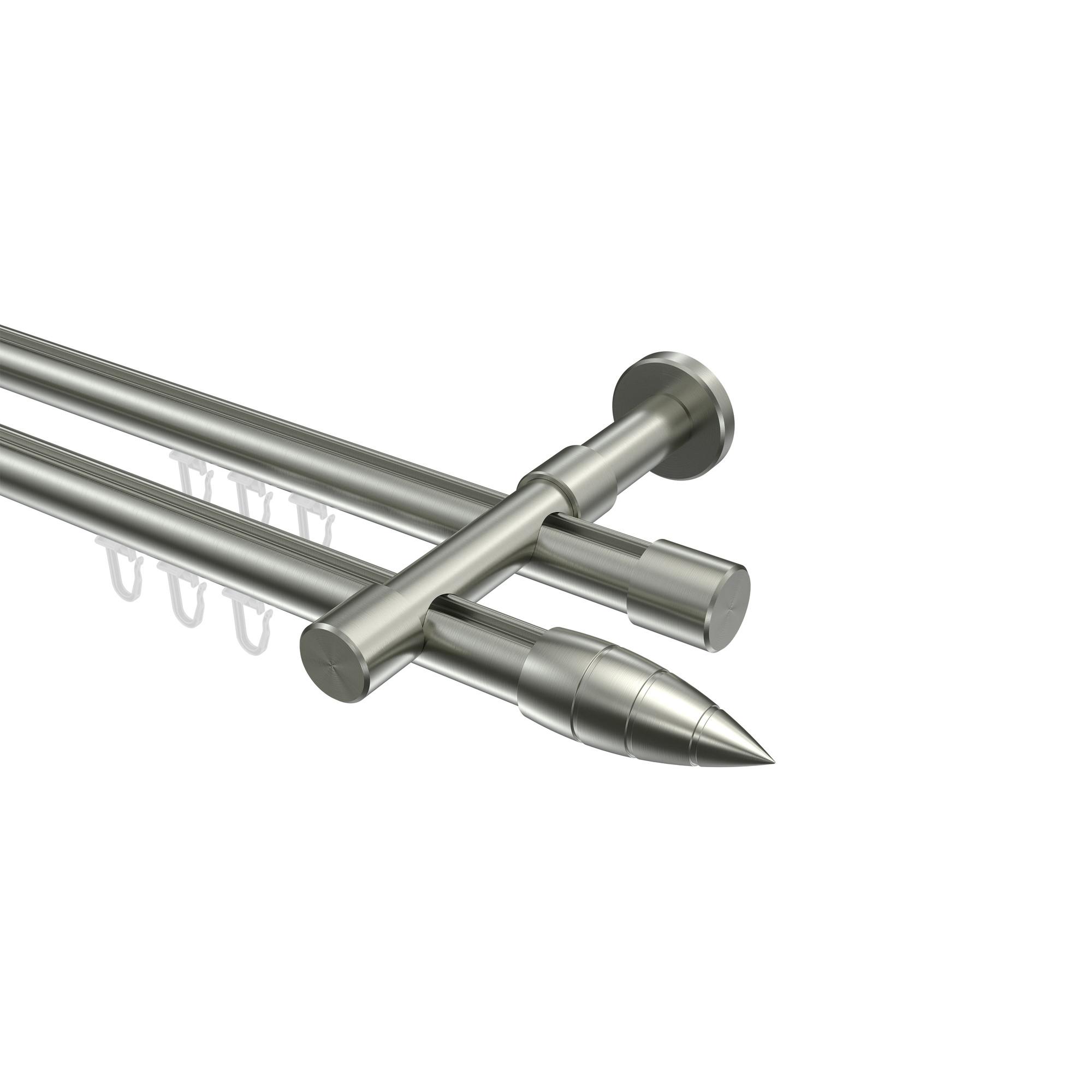 GARDINENSTANGE INNENLAUF Prestige Samanto 480 cm (geteilt in 3 x 160 cm), 2-läufig, 20 mm Ø Edelstahl-Optik - Edelstahlfarben, Metall (480cm) - INTERDECO