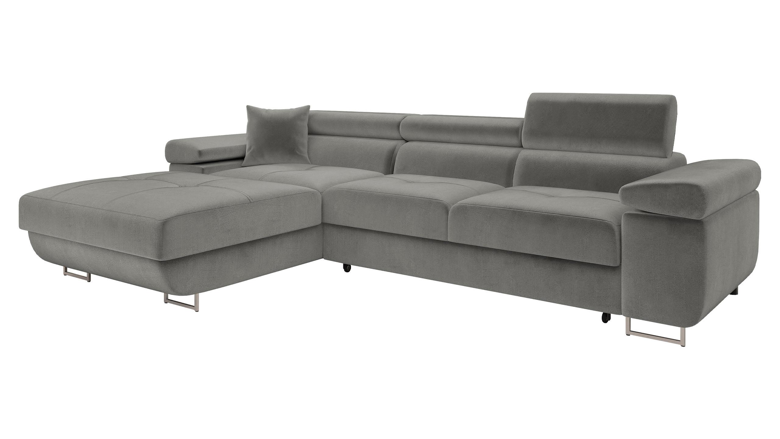 ECKSOFA Torezio Mini, Seite: Links - Silberfarben, Holz/Textil (280/170cm) - MIRJAN24