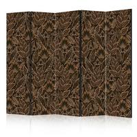 PARAVENT 5-tlg 225x172 cm Braune Blätter - Braun, Holz/Textil (225/172/3cm) - Muralo