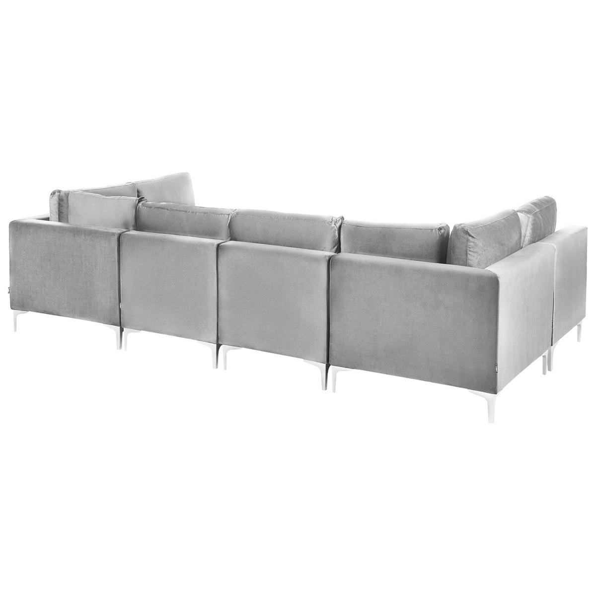 6-SITZER-MODULSOFA U-förmiges Grau Samtstoff Evja - Dunkelgrau, Textil (300/84/150cm) - Beliani