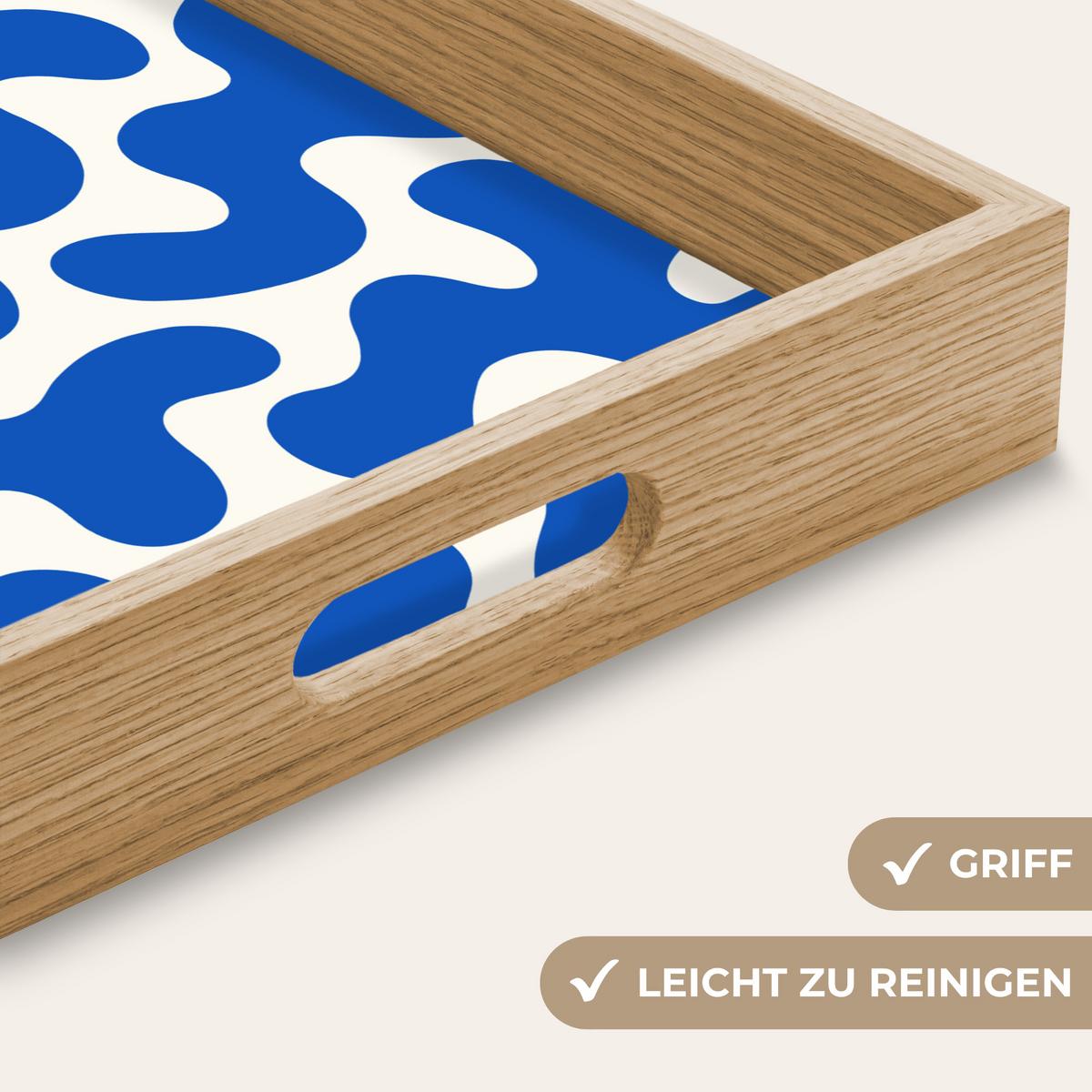 TABLETT Formen - Abstrakt - Blau - Wellen 40x30 cm - Blau, Holz (40/5/5cm) - OnlyWow