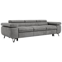 3-SITZER SOFA PETER mit Schlaffunktion - Hellgrau Velvet - Silberfarben/Hellgrau, Textil/Metall (262/76/99cm) - MKS