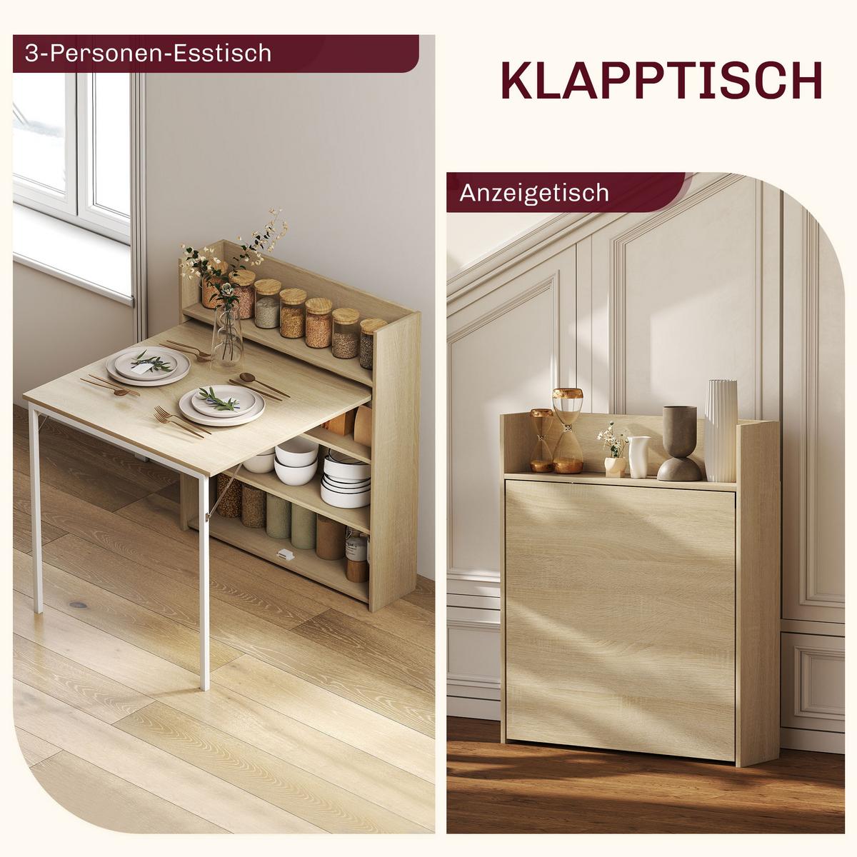 ESSTISCH MDF Stahl Eiche - Eichefarben, Holzwerkstoff (91/78.5/93cm) - HOMCOM