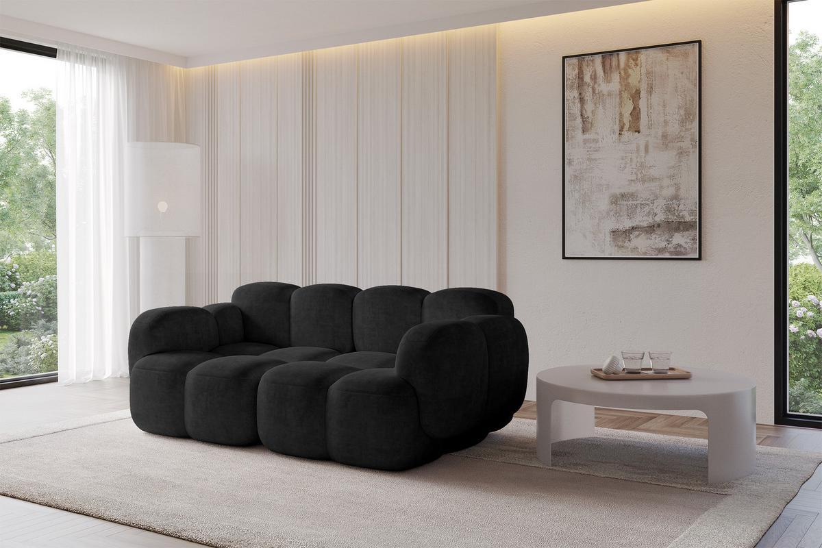 2-SITZER modulares Sofa Miko-S1 214x118x75 cm Schwarz Velours - Schwarz, Holzwerkstoff/Kunststoff (214/75/118cm) - ALTDECOR