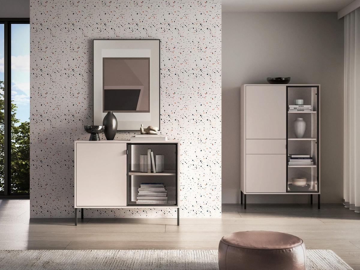 SIDEBOARD Barnee Kaschmir 107 cm - Taupe/Schwarz, Holzwerkstoff/Metall (107/86/40cm) - Selsey