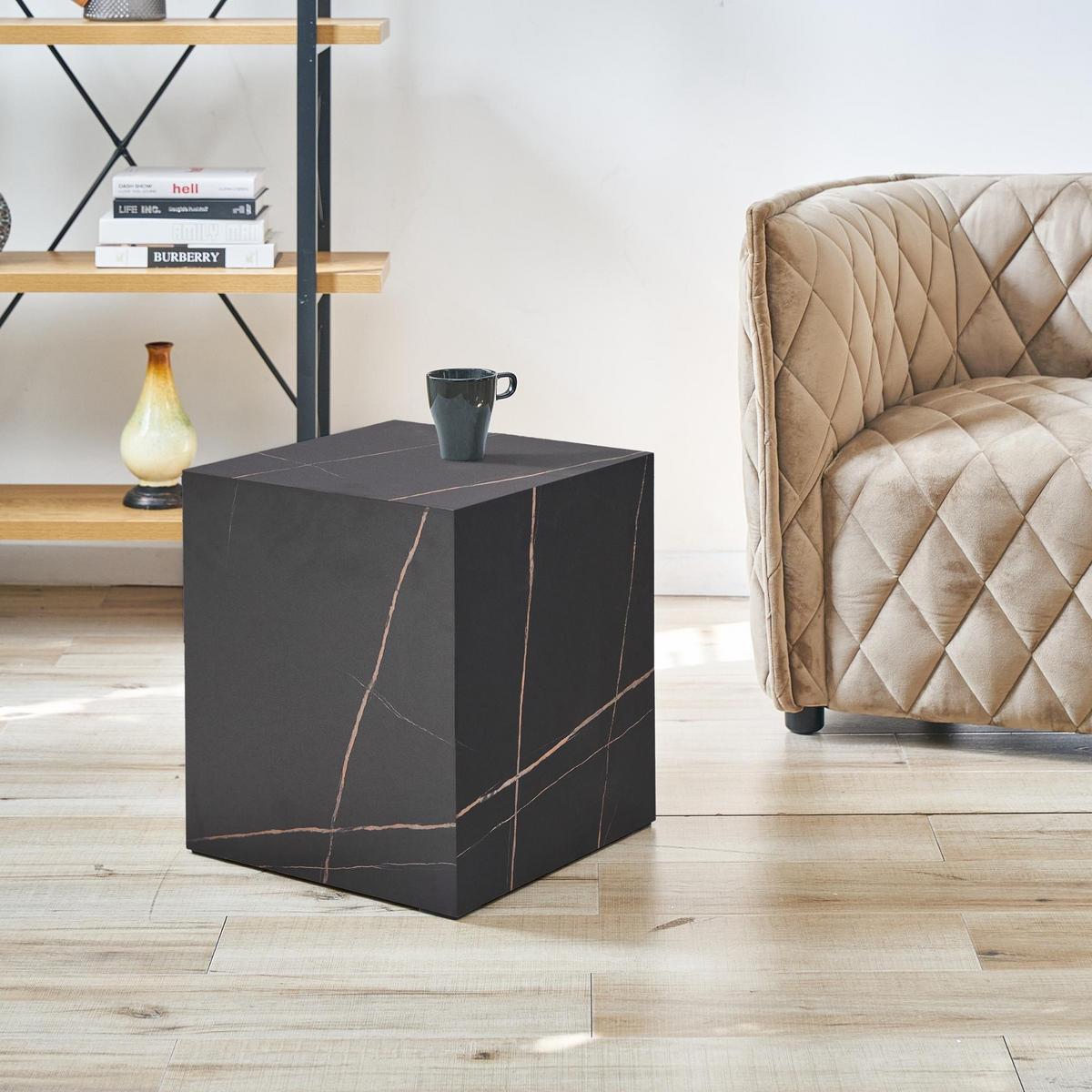 BEISTELLTISCH Ellelu - Schwarz, Holzwerkstoff (40/40/45cm) - [en.casa]