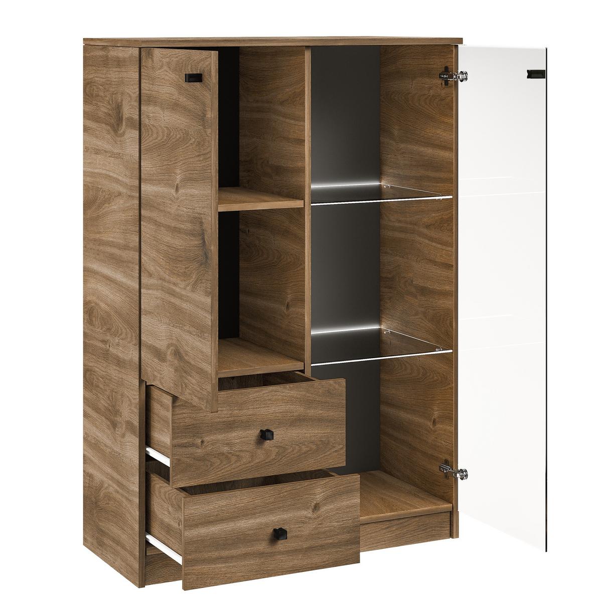 KOMMODE NESTOS 80/120/40cm mit 2 Schubladen 2 Türen Braun - Braun, Holzwerkstoff (80/120/40cm) - MASSENO