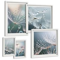 BILDER SET 5er Set - 50x50 cm & 20x30 cm & 40x60 cm Weißer Rahmen - Lineare abstrakte Motive - Weiß, Kunststoff (40/60cm) - TULUP