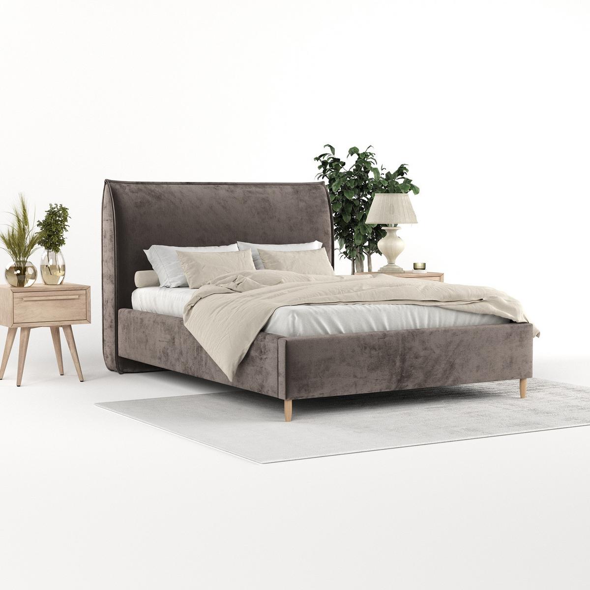 POLSTERBETT Mira 180/200 cm Braun im Lotta Stoff - Naturfarben/Braun, Holz/Holzwerkstoff (180/200cm) - AltaBeds
