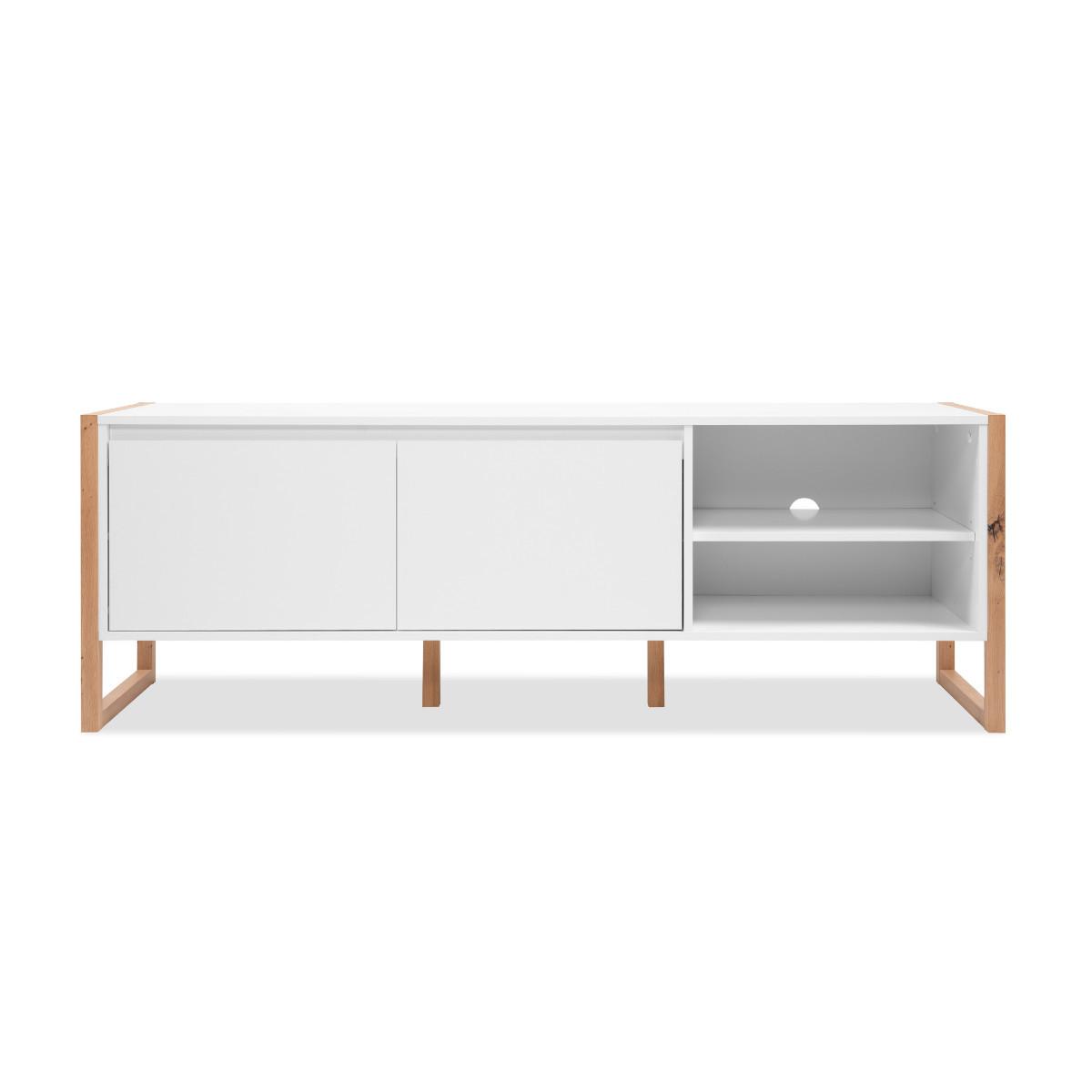 TV-RACK Denver 54 weiß / Dekor Artisan Oak 55/160/40 cm - Weiß, Holzwerkstoff (160/55/40cm) - Calicosy