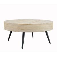 COUCHTISCH runder kaffeetisch travertin-optik - Naturfarben, Holzwerkstoff (70/70/35.5cm) - Urban Meuble