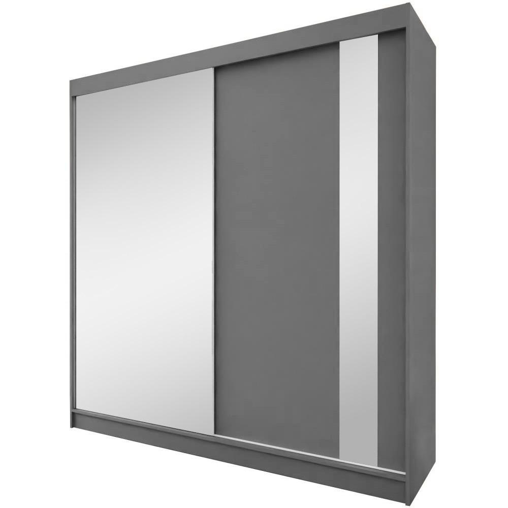 SCHWEBETÜRENSCHRANK Gaja II 200/216/61 graphit mit Spiegel und Schubladen - Graphitfarben, Holzwerkstoff (200/216/61cm) - Beautysofa