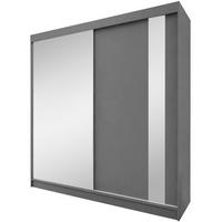 SCHWEBETÜRENSCHRANK Gaja II 200/216/61 graphit mit Spiegel und Schubladen - Graphitfarben, Holzwerkstoff (200/216/61cm) - Beautysofa