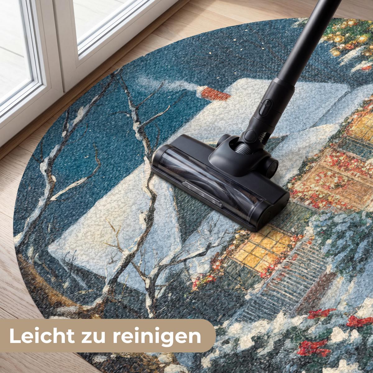 FUSSMATTE Weihnachten - Weihnachtsbaum - Winter - Zuhause - Schnee Schmutzfänger 120x120 cm - Multicolor, Kunststoff (120/0.4cm) - MuchoWow