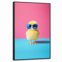LEINWAND Bilder mit Rahmen - Chick - Sonnenbrille - Blau - 60x90 - Pink, Textil (60/90cm) - MuchoWow