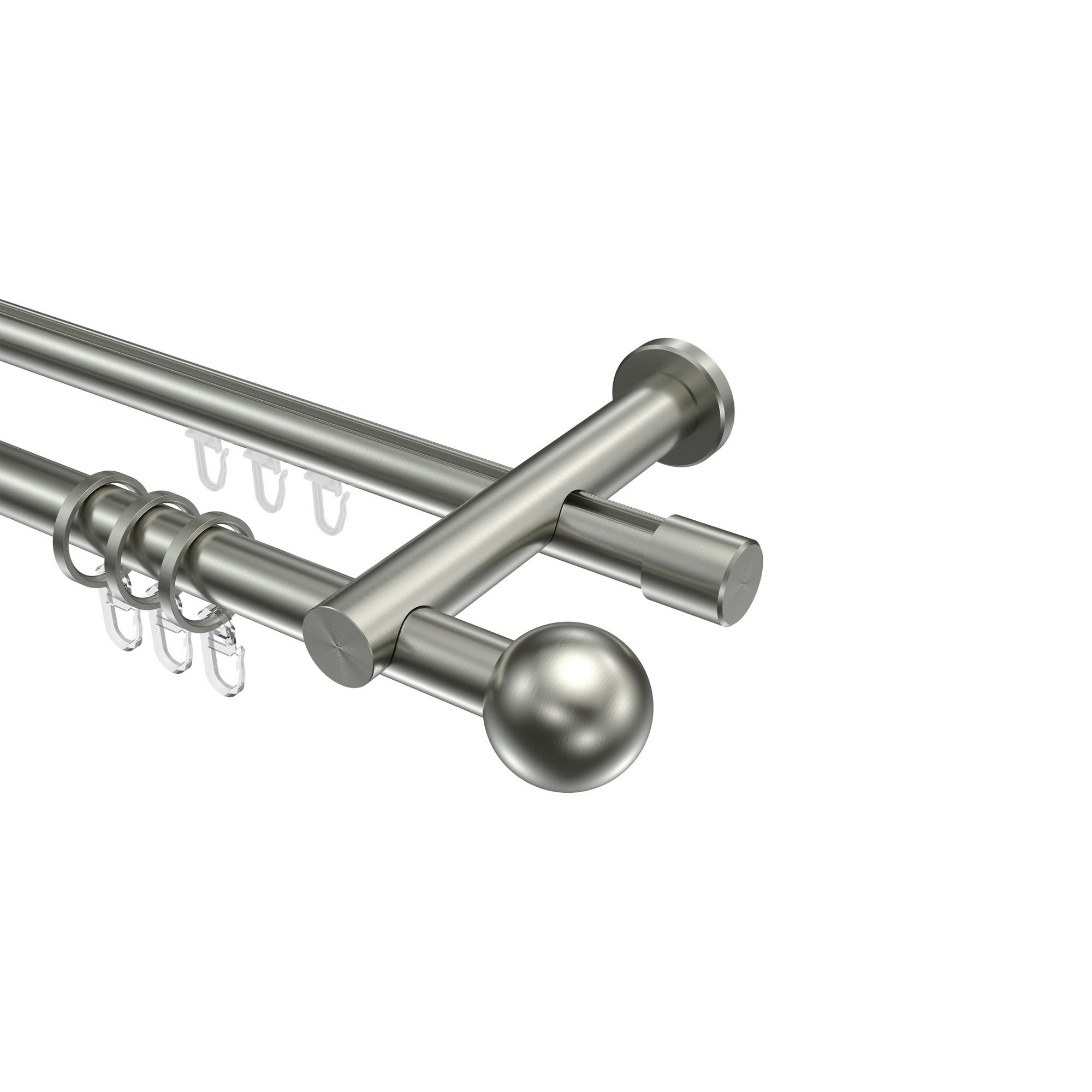 GARDINENSTANGE RUNDROHR-INNENLAUF Platon Luino 120 cm, 2-läufig, 20 mm Ø Edelstahl-Optik - Edelstahlfarben, Metall (120cm) - INTERDECO
