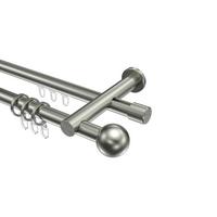 GARDINENSTANGE RUNDROHR-INNENLAUF Platon Luino 120 cm, 2-läufig, 20 mm Ø Edelstahl-Optik - Edelstahlfarben, Metall (120cm) - INTERDECO