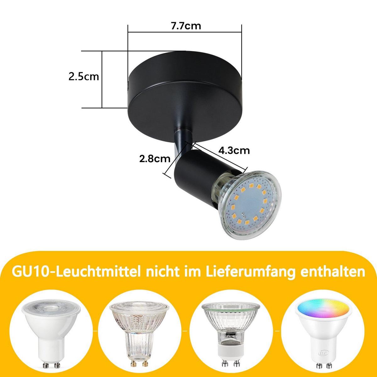 DECKENSTRAHLER Max 1-flammig 8/8/11 cm - Schwarz, Metall (8/8/11cm) - Nettlife