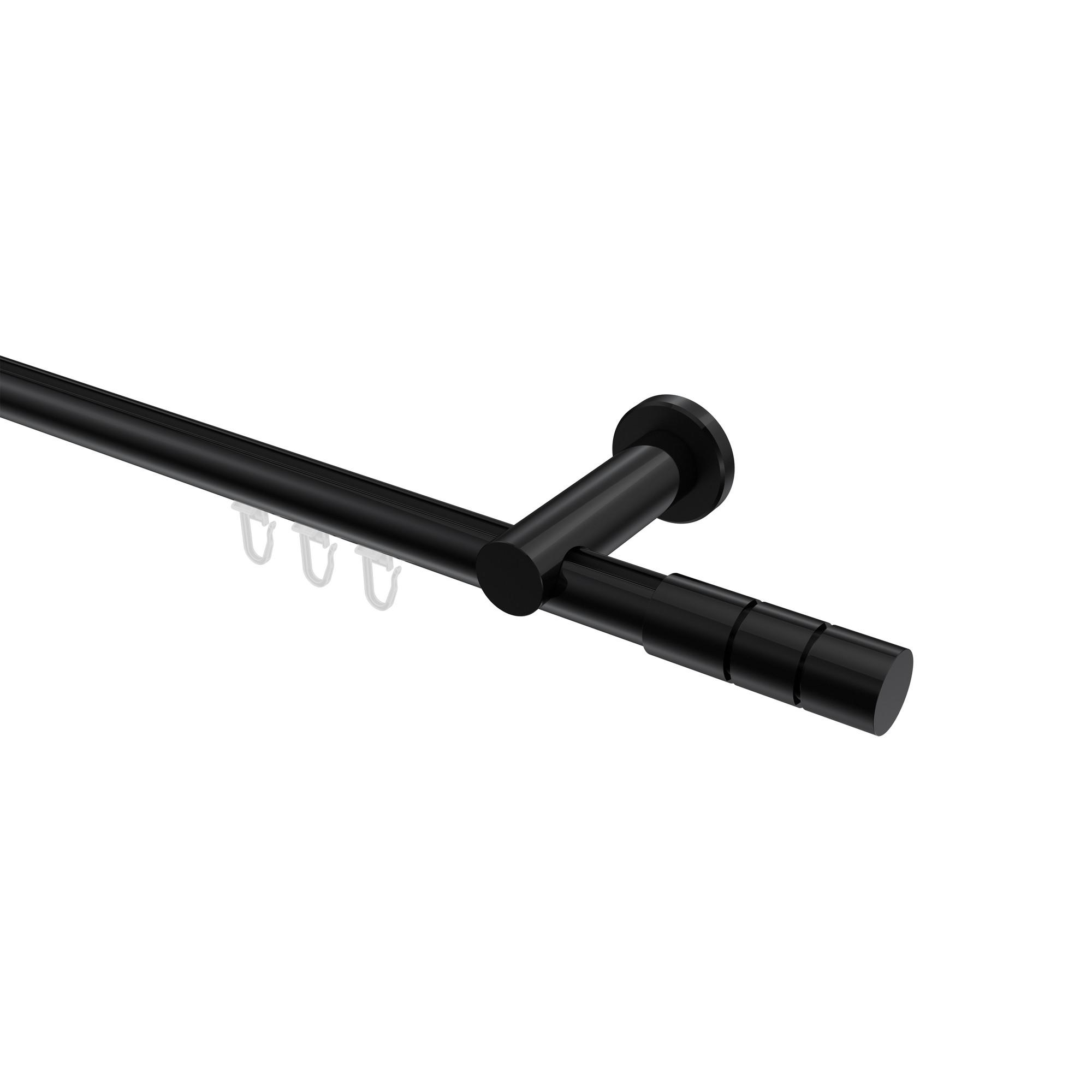 GARDINENSTANGE INNENLAUF Platon Elanto 320 cm (geteilt in 2 x 160 cm), 1-läufig, 20 mm Ø Schwarz - Schwarz, Metall (320cm) - INTERDECO