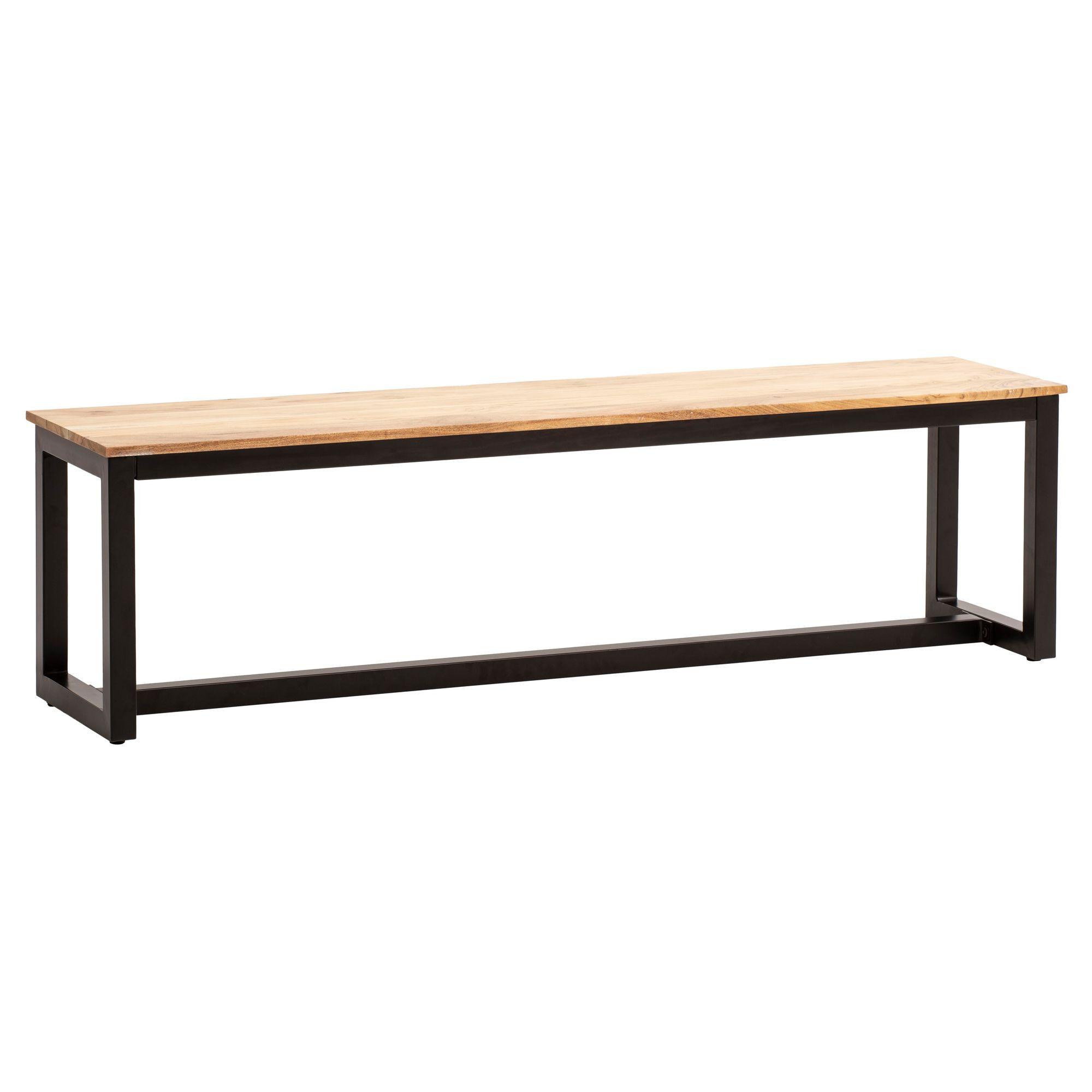 ESSZIMMERBANK Massivholz Metall Loft-Stil ohne Lehne, Akazie 120x40x45 cm - Schwarz/Braun, Holz/Metall (120/45/40cm) - KADIMA DESIGN